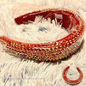 Red Thick Beaded Headband